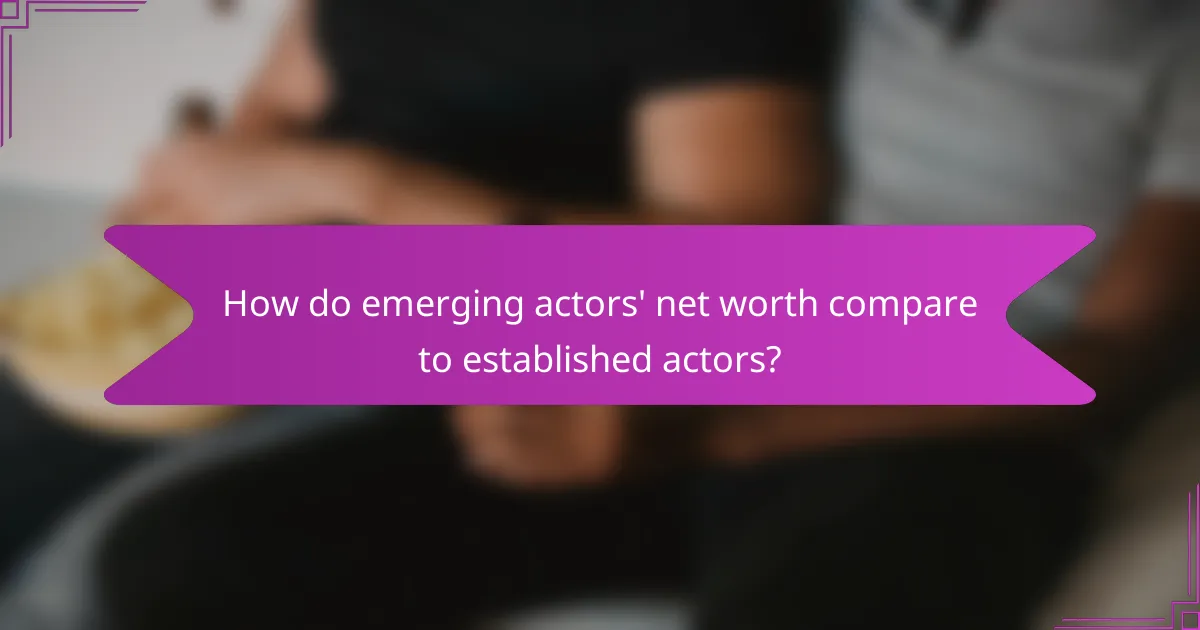 How do emerging actors' net worth compare to established actors?