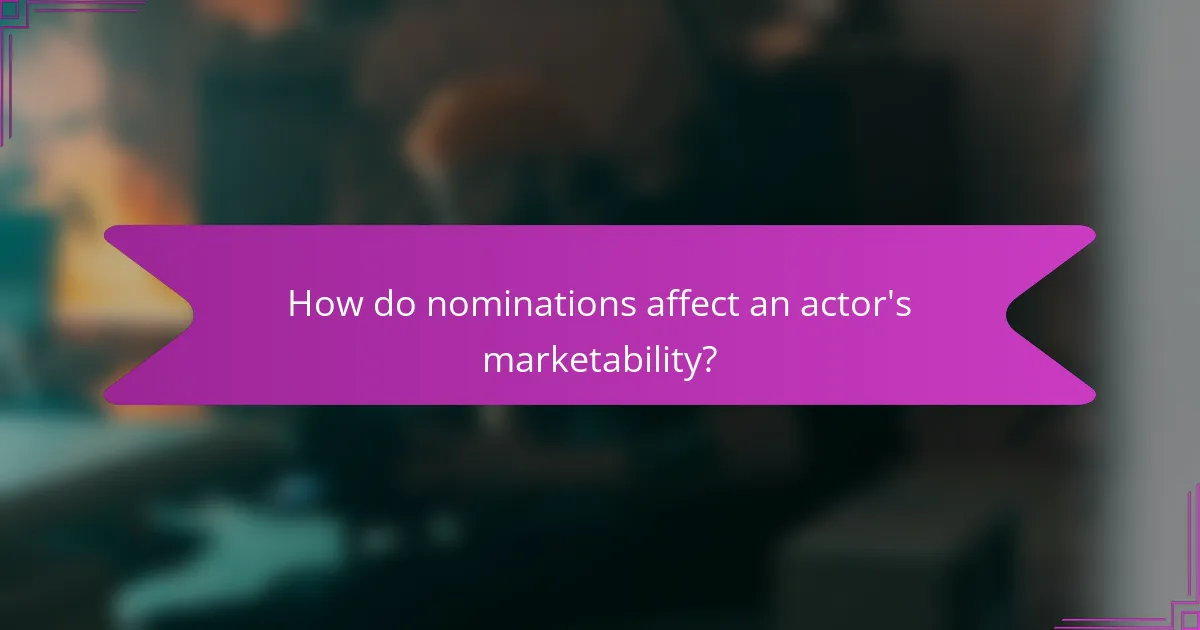 How do nominations affect an actor's marketability?