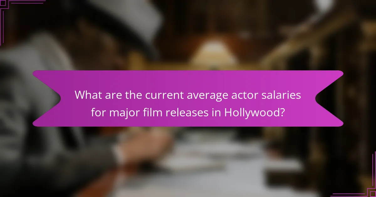 What are the current average actor salaries for major film releases in Hollywood?