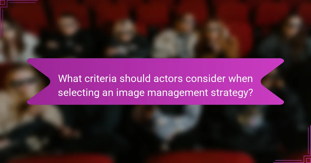 What criteria should actors consider when selecting an image management strategy?